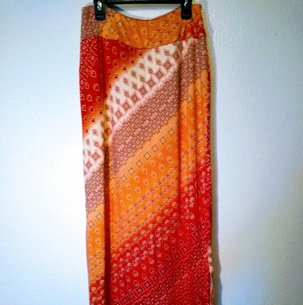 Cato Orange print Maxi Skirt